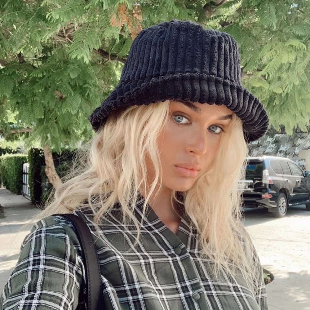 Princess Polly Black Corduroy Bucket Hat